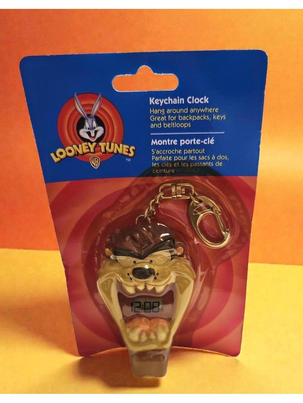Vintage 1999 NOS Looney Tunes Tasmanian Devil Keychain Clock